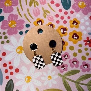 Checkered Black and White Earrings